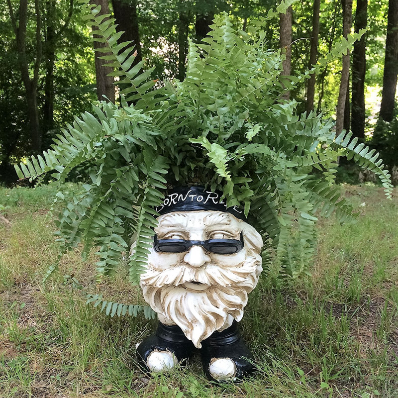 Pot de fleurs en statue biker "dude" dans motocyclette soirée Muggly's