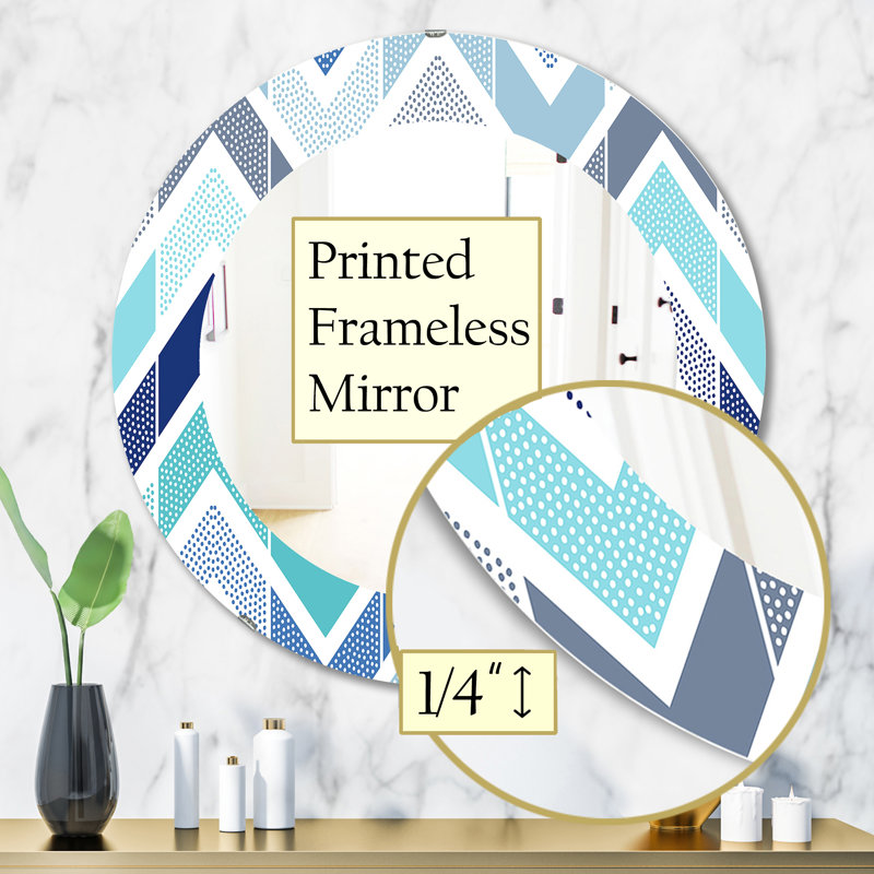 Miroir d'appoint rétro à pois bohémien et éclectique, H 31,5 po x l po