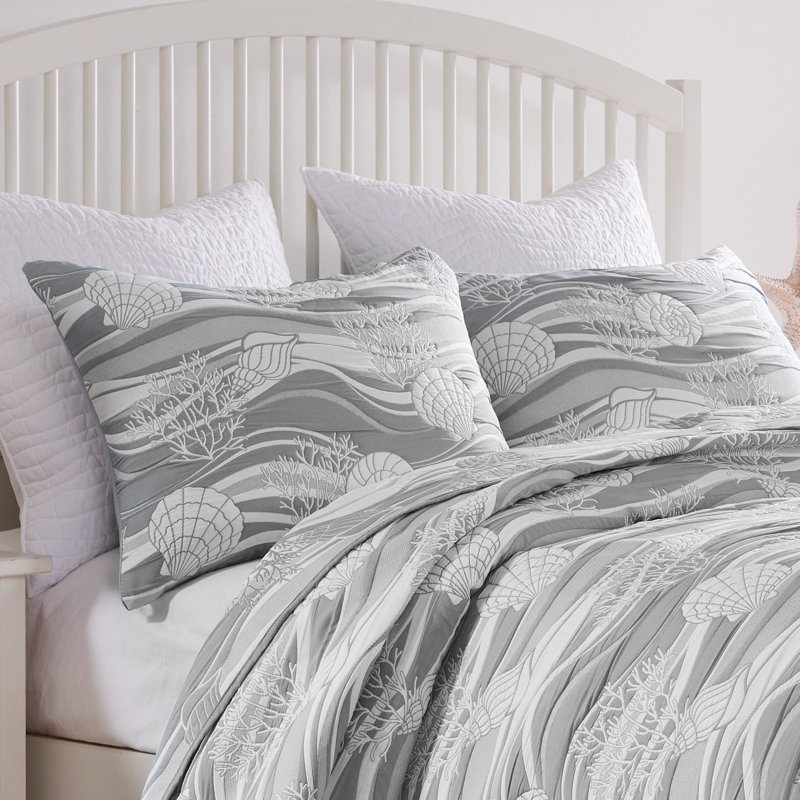 Greenland Home Fasions Dover Harbor Gray Standard Sham, 20x26, Standard