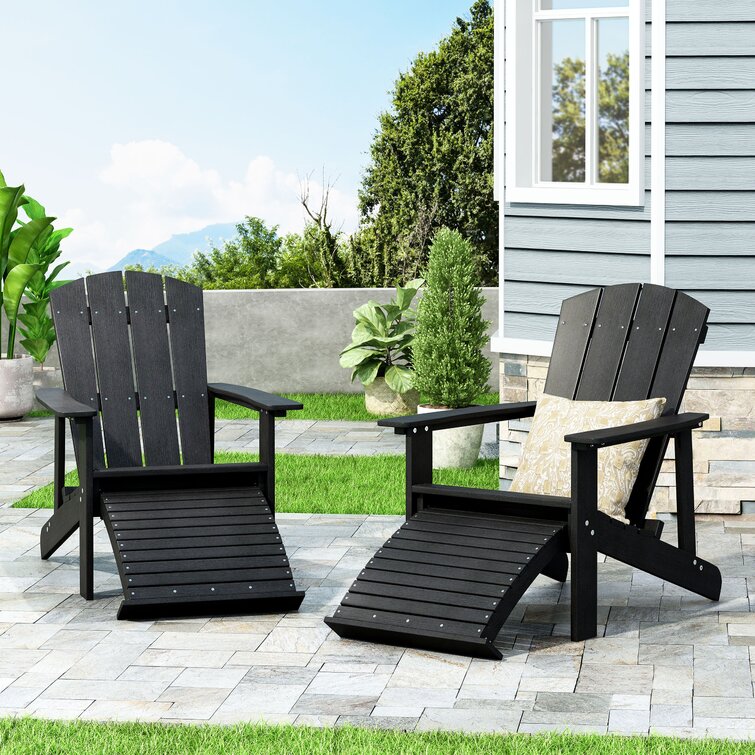 Wood Folding Adirondack Chair with Ottoman