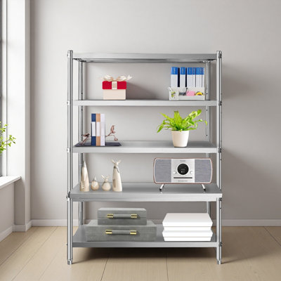 Stainless Steel Shelves 47.5x18 Inch 5 Tier Adjustable Shelf Storage Unit Stainless Steel Rack Shelving Heavy Duty Shelving for Commercial Office Garage Storage 330lb Per Shelf