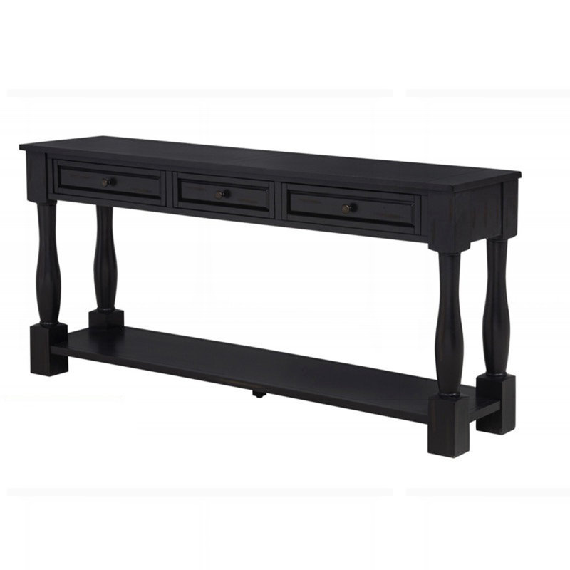 Console de 63 po de long avec tiroirs et tablette pour le vestibule, Noir