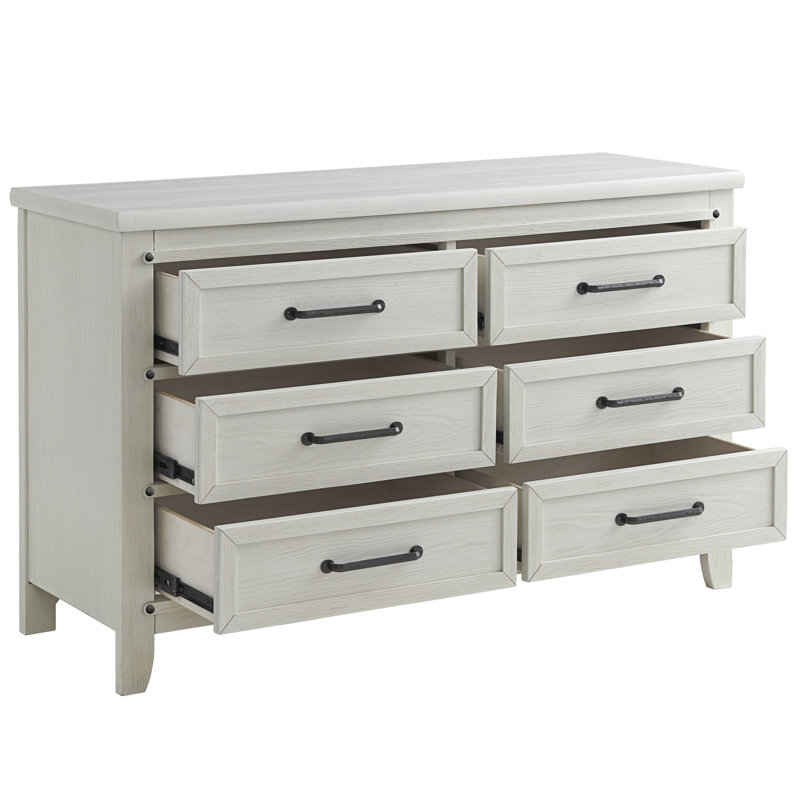 Commodes pour enfants 6 tiroirs Ellison, Blanc rustique