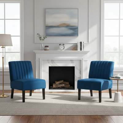 2 piece Channel tufted back slipper chair