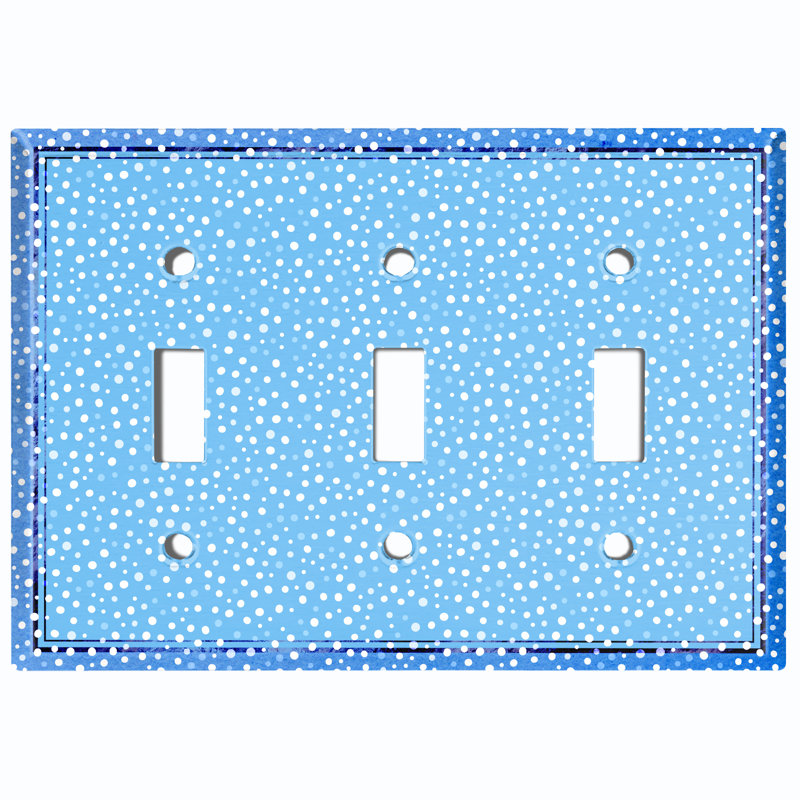 Christmas Ice Snow Teal Blue 3 - Gang Toggle Light Switch Standard Wall Plate