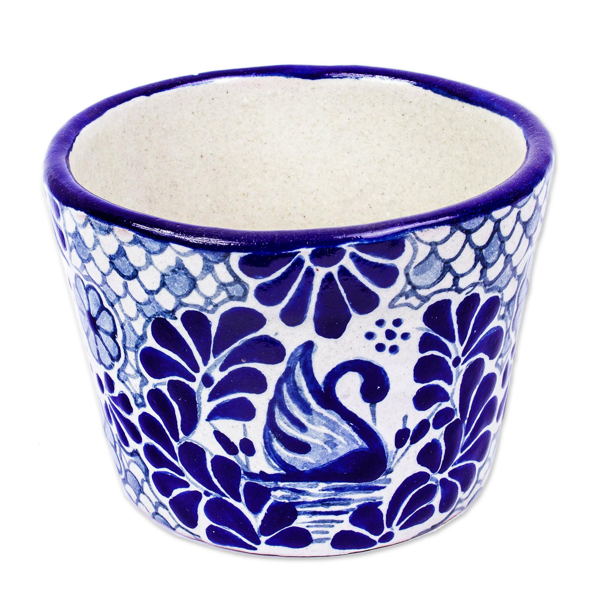 Blue and white Talavera pottery pot - Designs By Origin