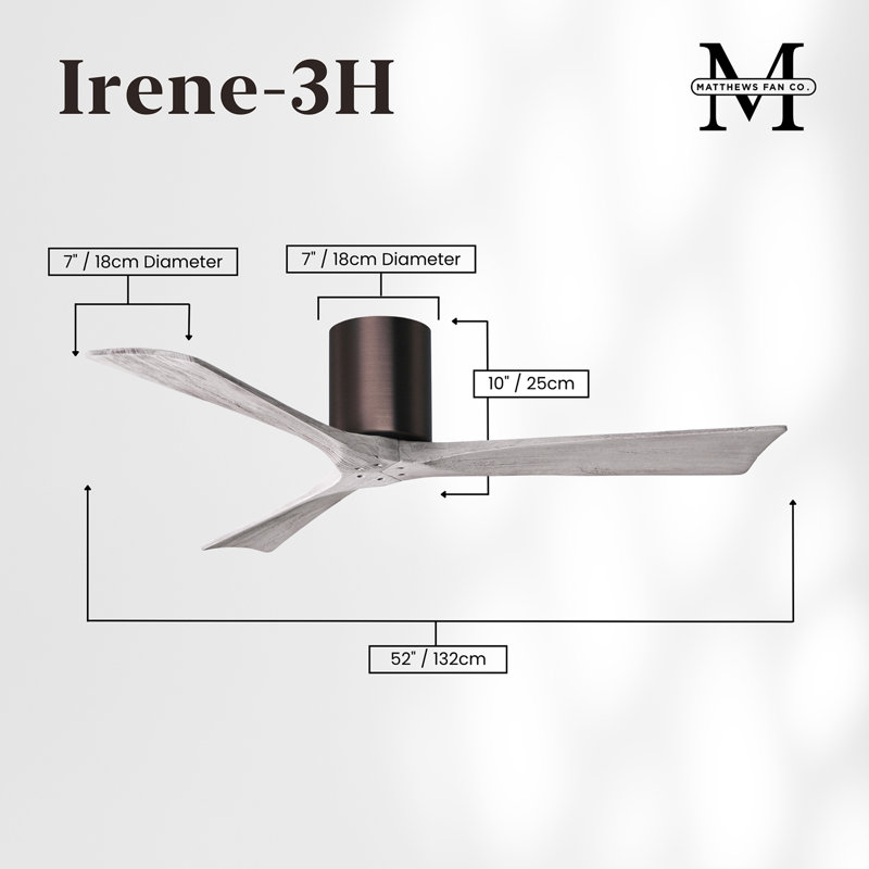 Ventilateur de plafond à 3 pales Olivier, Bronze brossé, Ton bois de grange, 52"