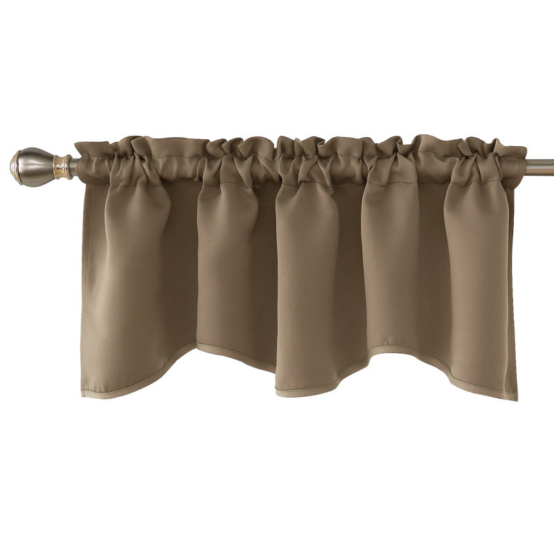 Rod Pocket Blackout Scalloped Kitchen Valances,1 Panel, 42" W x 18" L, True Red