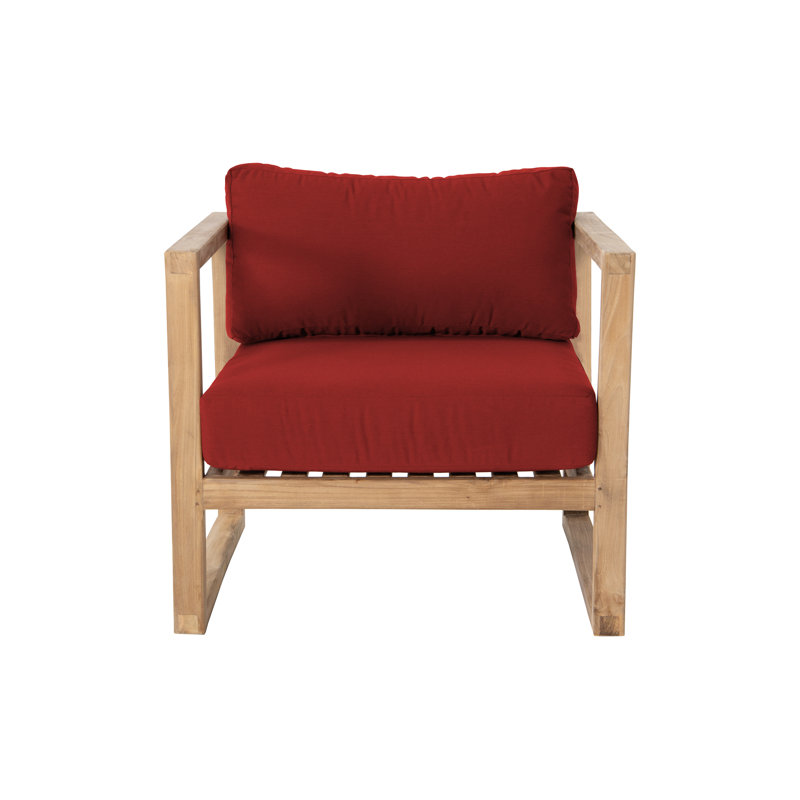 Venice Teak 8 Piece Deep Seating Group With Coffee Table, Jockey Red