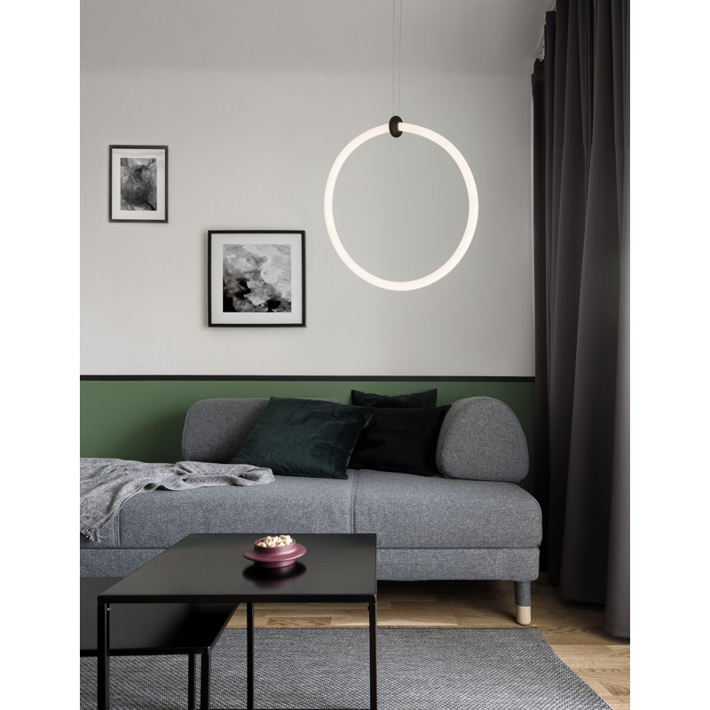 1 - Light Black LED Single Pendant, 120cm H x 38cm W x 19cm D