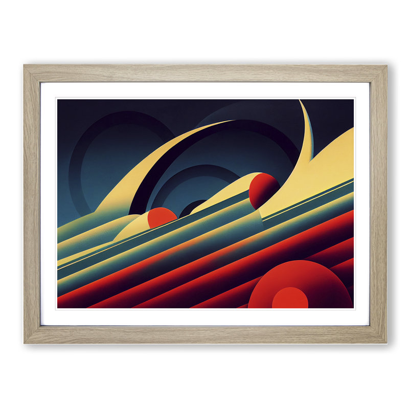 Expressive Modern Abstract - Single Picture Frame Print, 25cm H x 34cm W x 2cm D, Oak Framed
