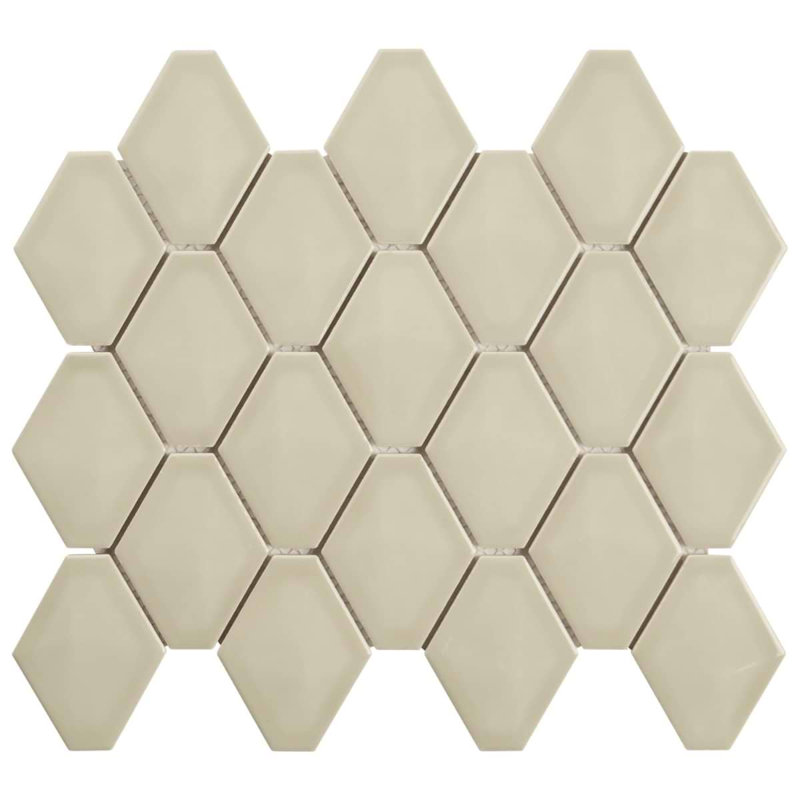 Brookline Diamond 3x4 Glossy Ceramic Mosaic Tile, Celadon Green