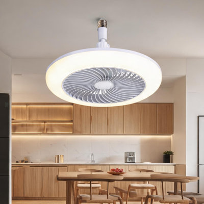 Ventilateur de plafond blanc en PC pour chambre à coucher avec télécommande et flux d'air saisonnier, moteur à courant continu, éclairage DEL