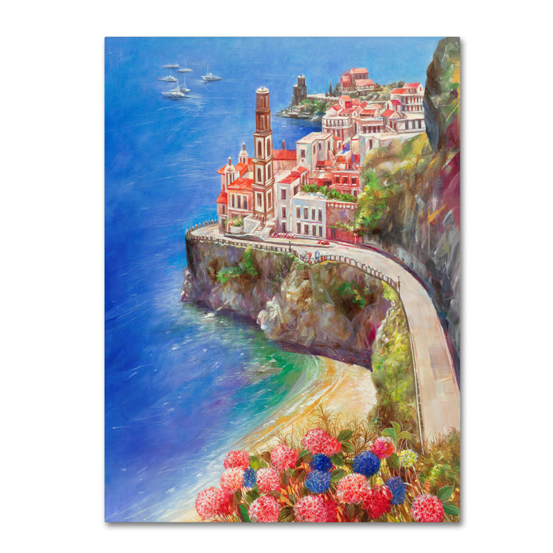« méditerranéen town ii », reproduction sur toile tendue, H 19 po x l 14 po