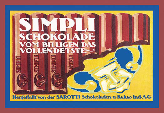 Très simple chocolat à la publicité rétro, H 24 po x l 36 po x P 1,5 po