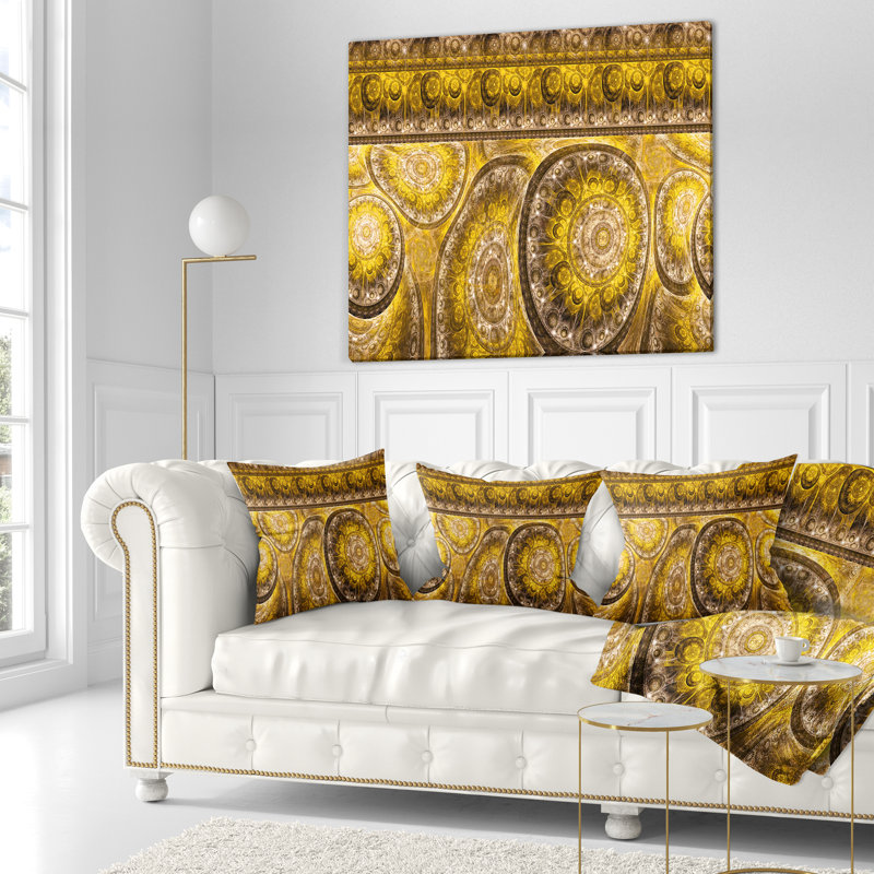 Golden Extraterrestre Life Cells - coussin à imprimé floral, 16 po x 1 po, Coussin décoratif