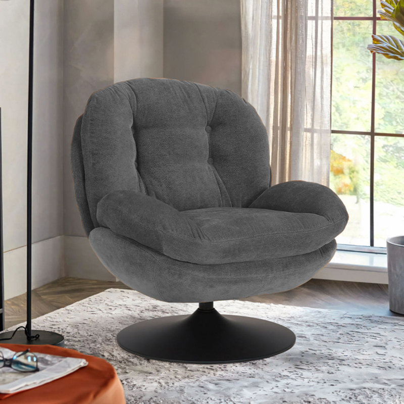 Bonhomme Upholstered Swivel Accent Chair, Grey