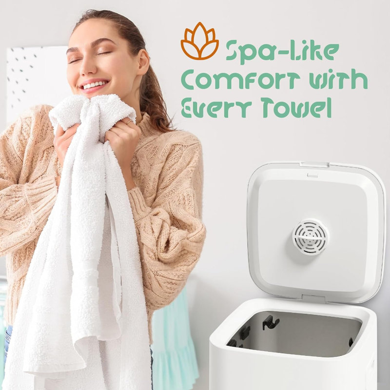 Seau chauffe-serviettes de luxe de 23 litres avec affichage à DEL en blanc Pursonic