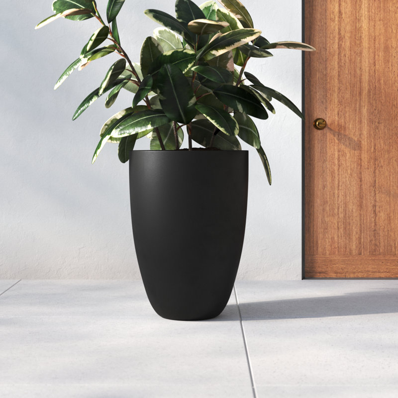 Elbe Handmade Pot Planter, 28" H x 20.5" W x 20.5" D, Black