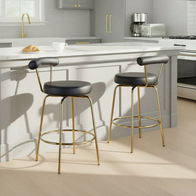 Kayson 25.5" Gold Swivel Upholstered Counter Stools
