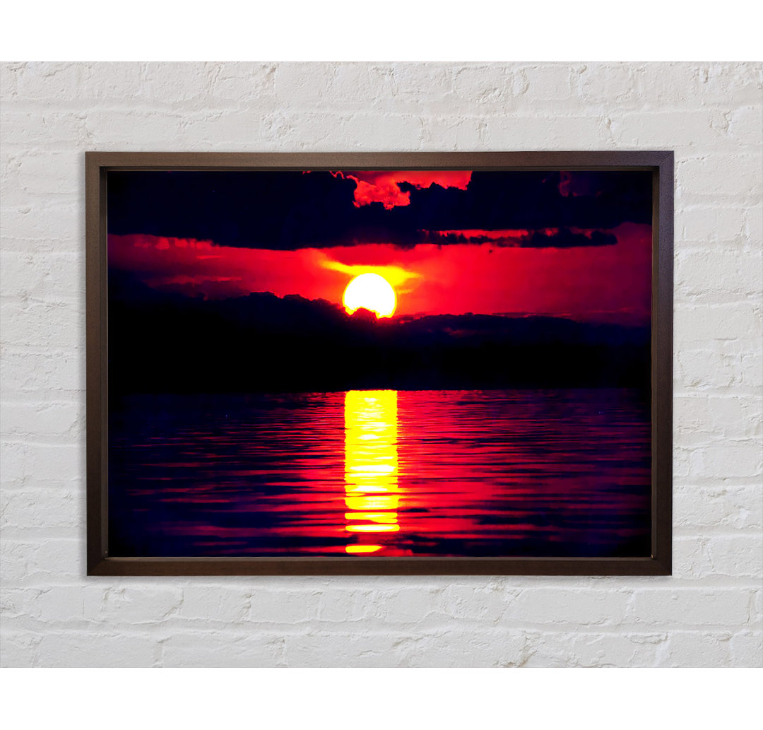 Sun Blaze Over The Red Ocean Sky - Einzelbildrahmen Kunstdrucke auf Leinwand