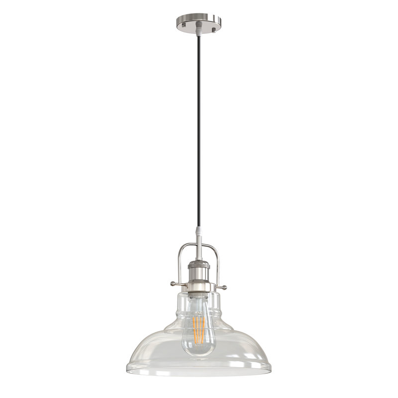 Luminaire suspendu pour îlot de cuisine à 1 lumière Diawara, semi-encastré / suspendu, Nickel brossé