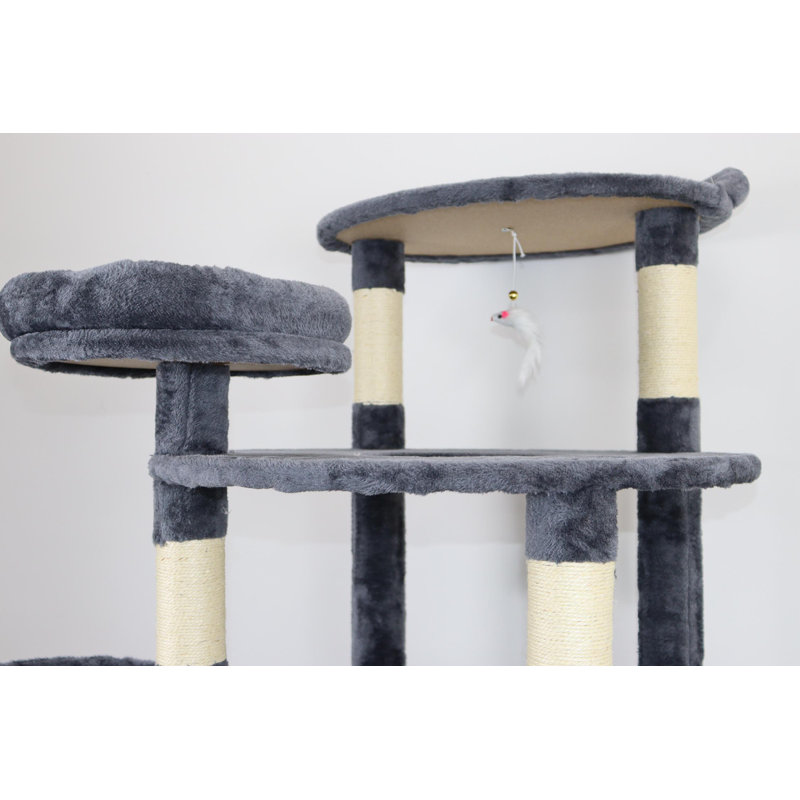 Arbre à chat avec poteaux à griffer, Gris foncé
