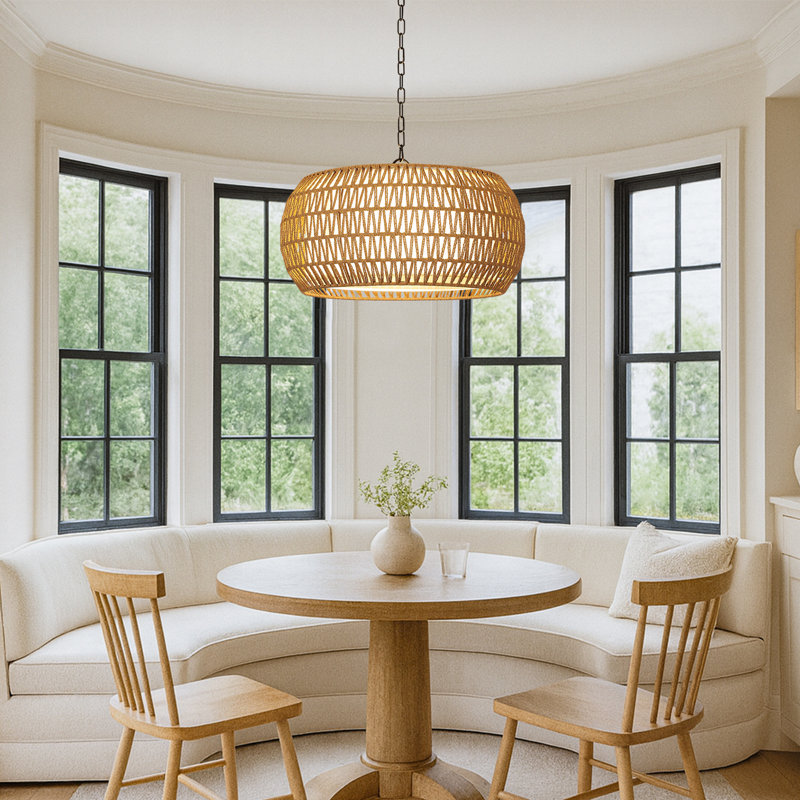 Lustre tambour Anela, Naturel, H 13 po x l 27 po x P 27 po