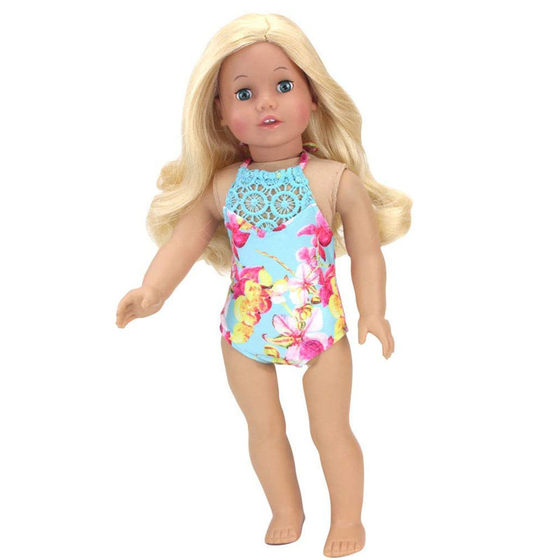 Doll Floral Print Lace Trim Bathing Suit and Popsicle Pool Float