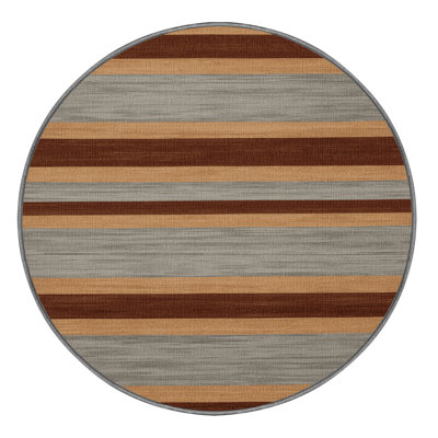 Washable Caramel Light Gray Striped Area Rug