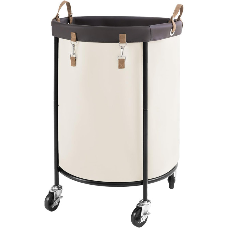 Panier à linge sur roulettes 170L avec roulettes - Grand panier à linge pliable en toile avec cadre en métal