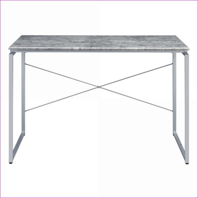 Bureaux gris industriel & amp; Bureau d'écriture argenté avec base en métal | Bois et métal