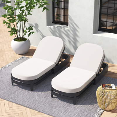 Everlee Outdoor Metal Chaise Lounge with Cushions