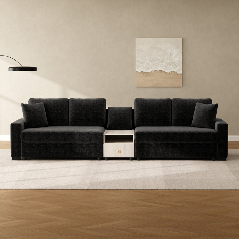 Canapé rembourré Calvera, L 127,9 po x P 31,1 po x H 32,3 po, Noir