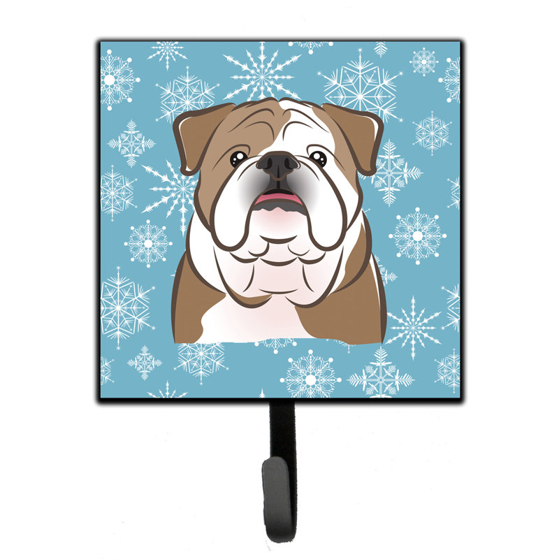 Bolick Metal Wall Organizer with Key Hooks, Brown/Salmon/Blue, English Bulldog