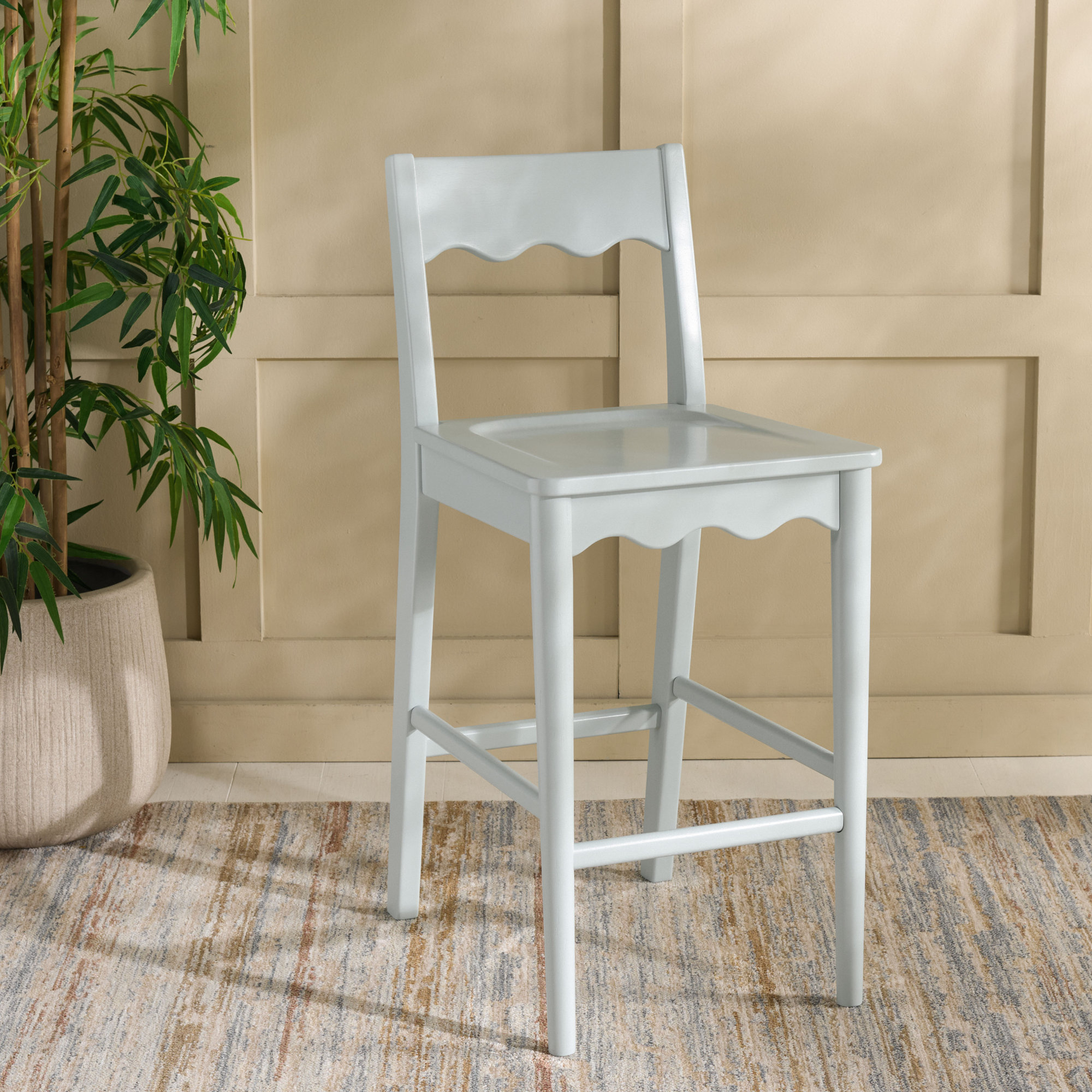 Rosetty Scallop Counter Stool, Light Blue