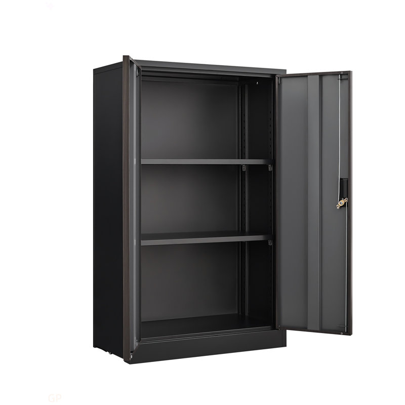 Armoire de rangement en métal avec portes verrouillables et tablette réglable, armoire de rangement pliante, armoire de rangement pliante pour bureau à domicile, école, garage, noir