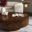 Table basse ronde en bois massif de 31,5 po et 35 po - Motifs de tourbillons naturels uniques, conception élégante incurvée, centre de table fabriqué à la main-632982337-632982338