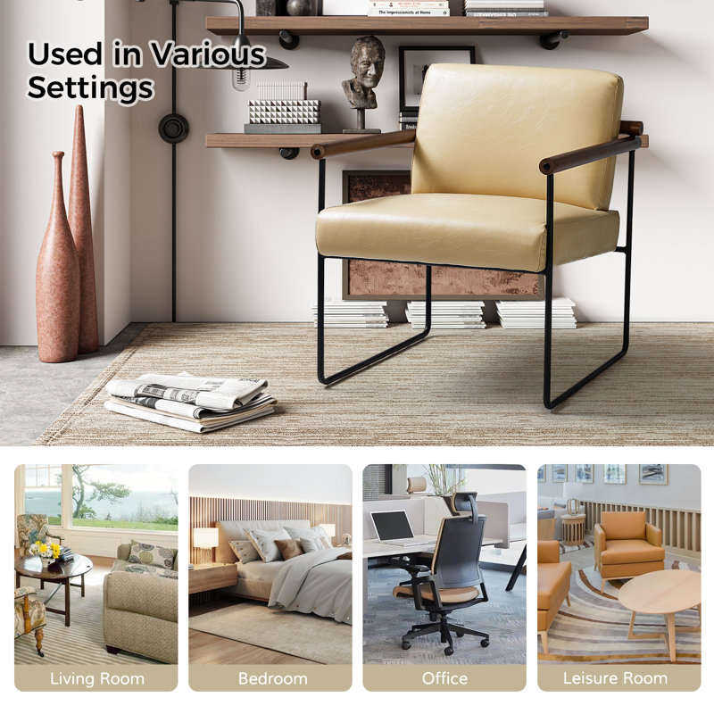 Fauteuil ergonomique en cuir Avelina, Similicuir ivoire