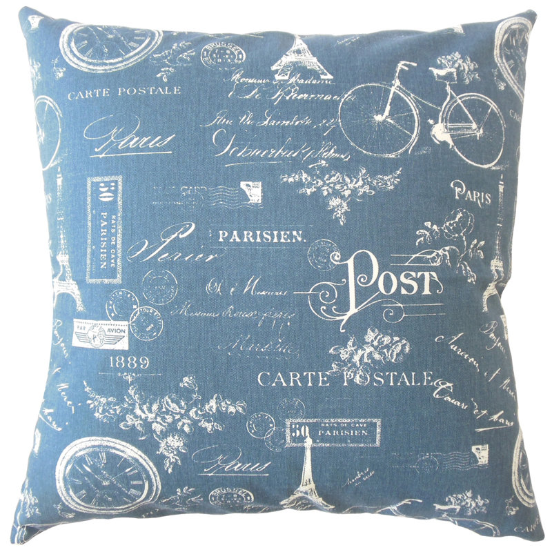 Dalayne Typography Down Filled 100% Cotton Throw Pillow, 22" x 22", Navy
