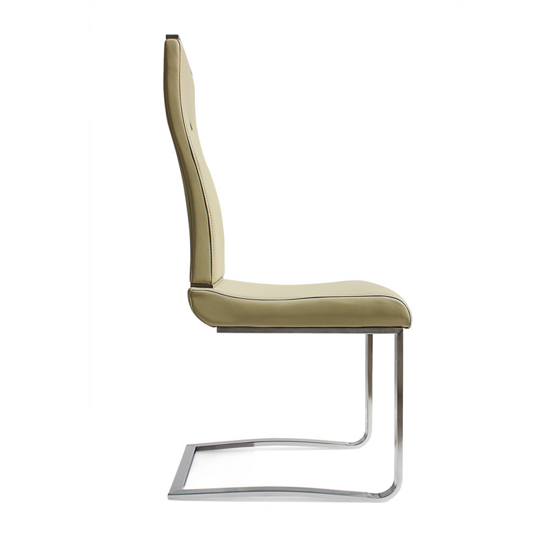 16.5'' H Faux Leather Upholstered Cantilever Chair, Chrome, Dark Gray
