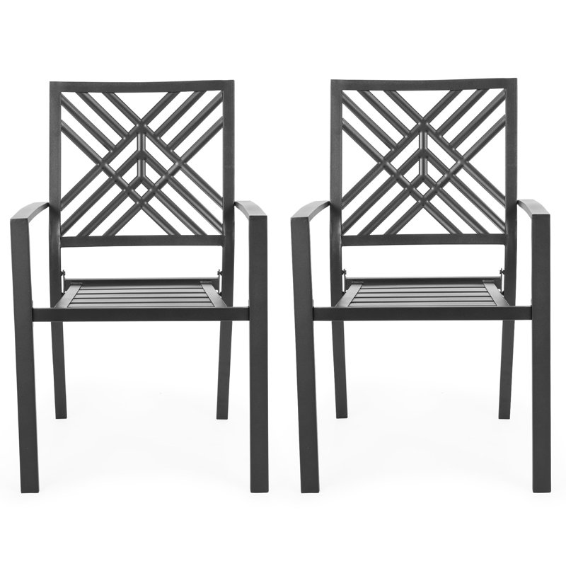  Ensemble de 2 chaises de salle à manger d'extérieur empilables