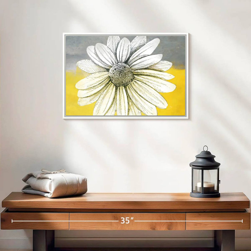 Marguerite sur les couleurs, Cadre flottant blanc, 19 po x 13 po