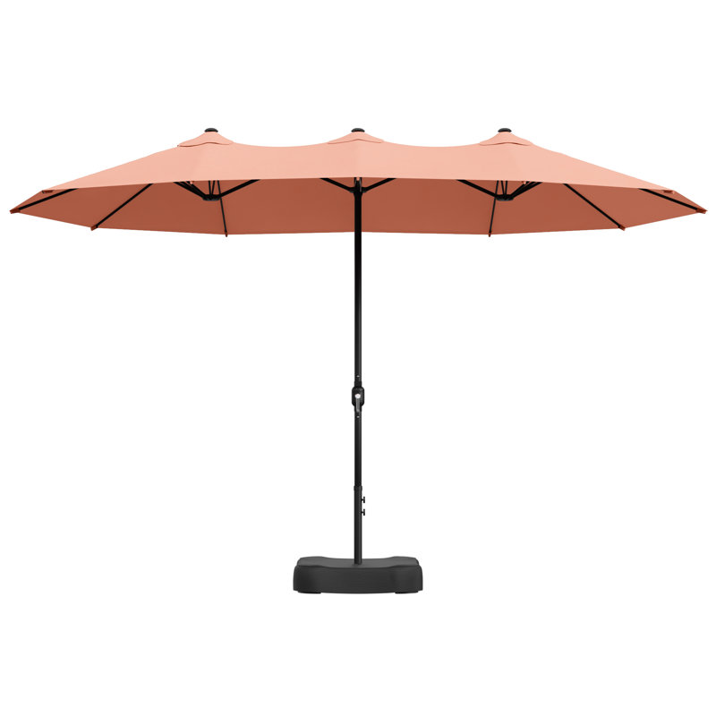 Grand parasol de patio à double face 15 pi avec base, Rose