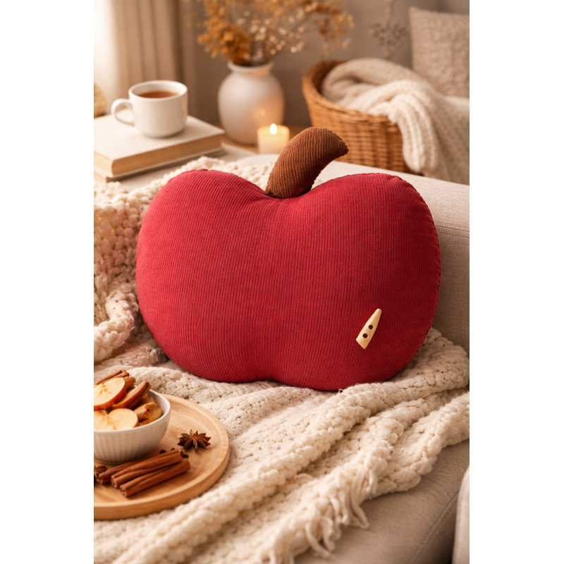 Coussin décoratif mignon en forme de pomme rouge 14 po x 15 po