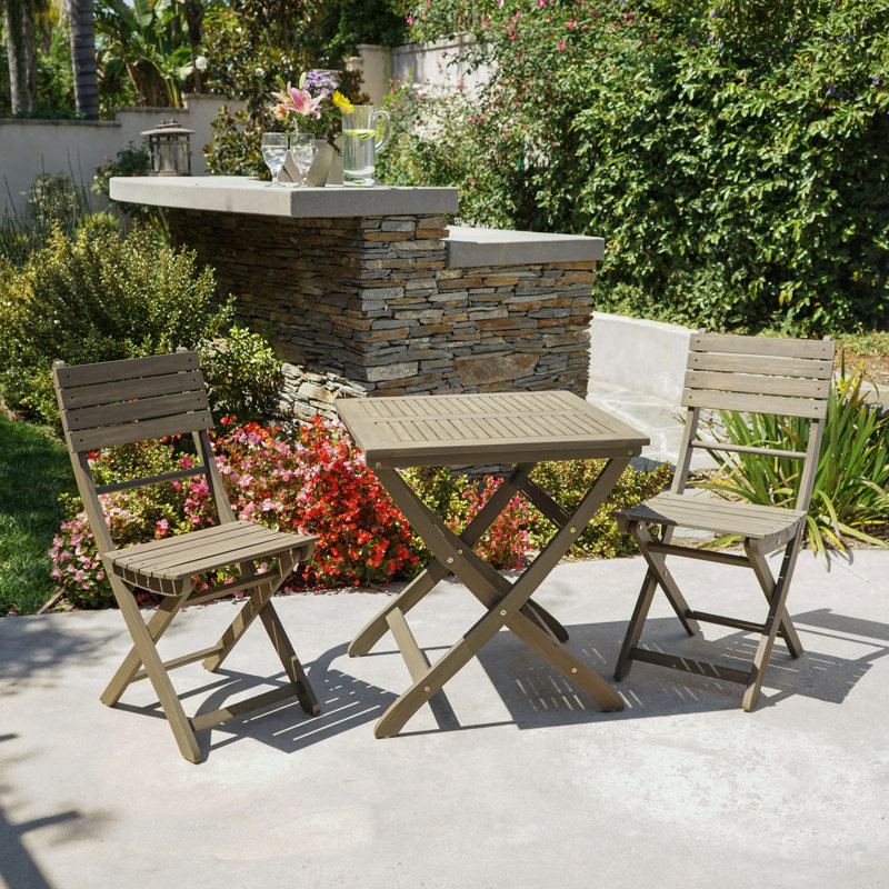 Lleyton 2 - Person Wood Patio Dining Set with Square Table, Gray