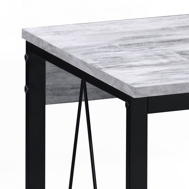 Floydia Metal Base Writing Desk, 28.5" H x 34.6" W x 18.4" D, White