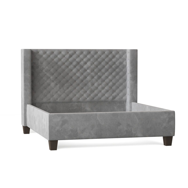 Bren Upholstered Wingback Bed, California King, Sachi Otter, Brown Mahogany