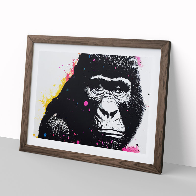 Gorilla Vol.3 - Single Picture Frame Print, 25cm H x 34cm W x 2cm D, Walnut Framed