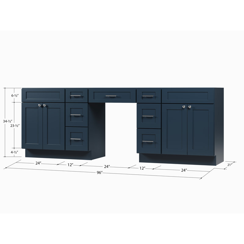 Ensemble de meuble-lavabo double 96 po Disar, Blue